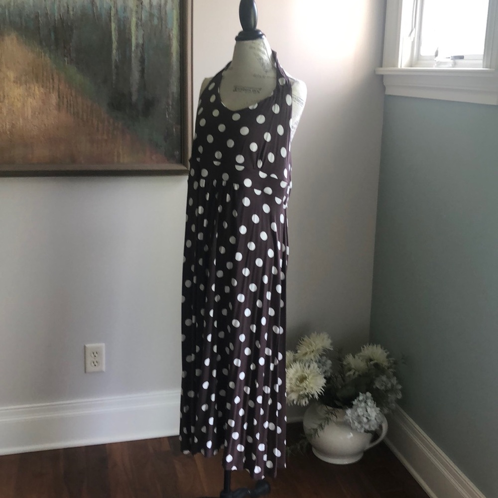 Boden Brown Polka Dot Halter Dress